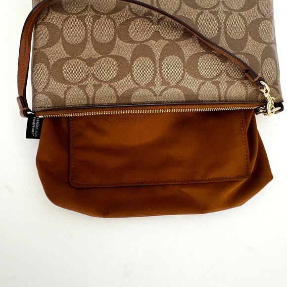 Coach Signature Shoulder Bag Baguette Pop-Out Removable Pouch F65806 Brown - Picture 13 of 14